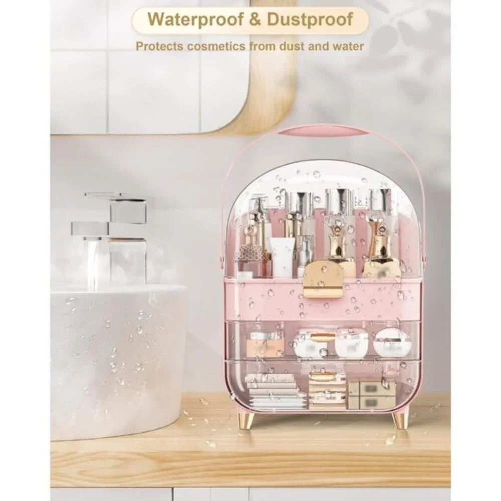 New Pink Makeup Organizer, Skincare Holder & Cosmetic Storage for Countertop